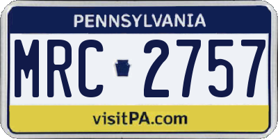 PA license plate MRC2757