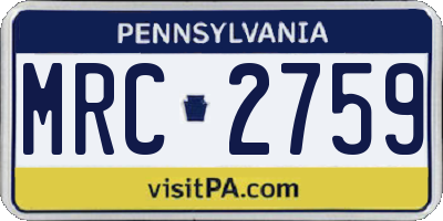 PA license plate MRC2759