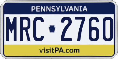 PA license plate MRC2760