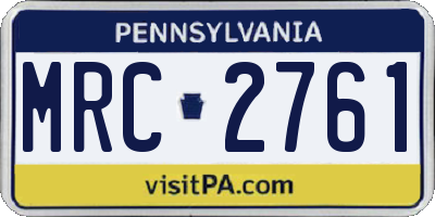 PA license plate MRC2761