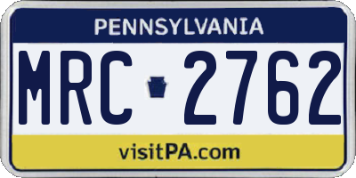 PA license plate MRC2762