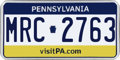 PA license plate MRC2763