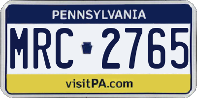 PA license plate MRC2765