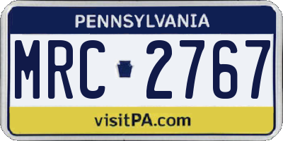 PA license plate MRC2767