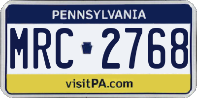 PA license plate MRC2768
