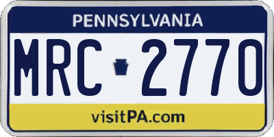 PA license plate MRC2770
