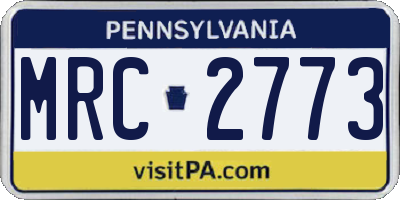 PA license plate MRC2773