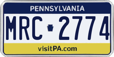 PA license plate MRC2774