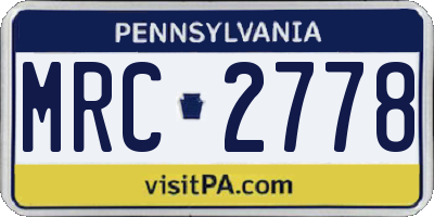 PA license plate MRC2778