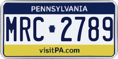 PA license plate MRC2789