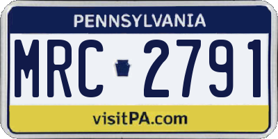 PA license plate MRC2791