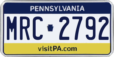PA license plate MRC2792
