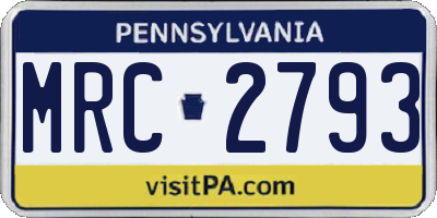 PA license plate MRC2793