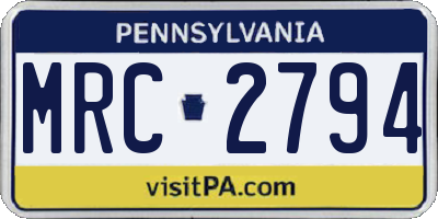 PA license plate MRC2794
