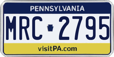 PA license plate MRC2795