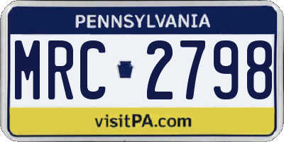 PA license plate MRC2798