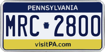 PA license plate MRC2800