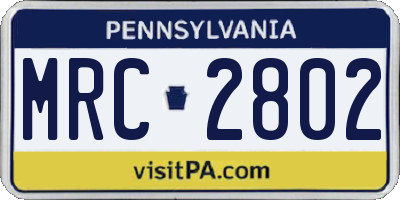 PA license plate MRC2802
