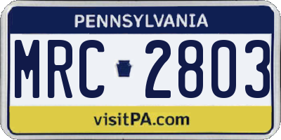 PA license plate MRC2803