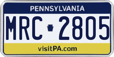 PA license plate MRC2805