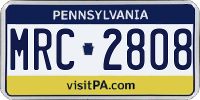 PA license plate MRC2808