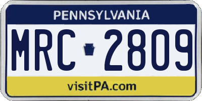 PA license plate MRC2809