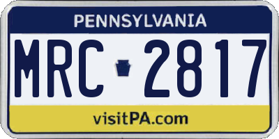 PA license plate MRC2817