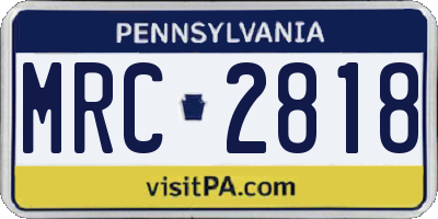 PA license plate MRC2818