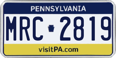 PA license plate MRC2819