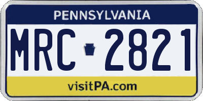 PA license plate MRC2821