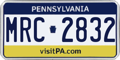 PA license plate MRC2832