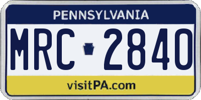 PA license plate MRC2840