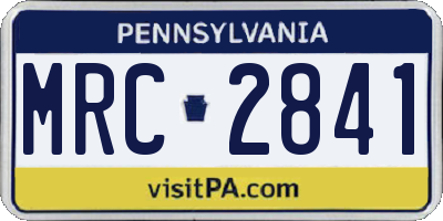 PA license plate MRC2841