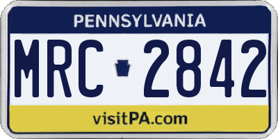 PA license plate MRC2842