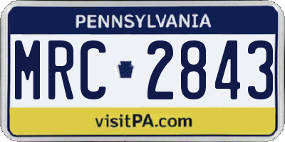 PA license plate MRC2843