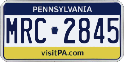 PA license plate MRC2845