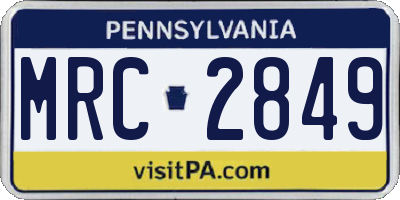 PA license plate MRC2849