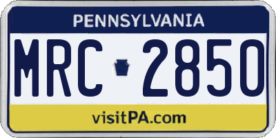 PA license plate MRC2850