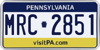 PA license plate MRC2851