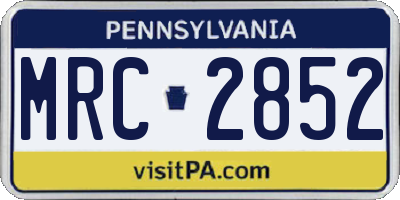 PA license plate MRC2852