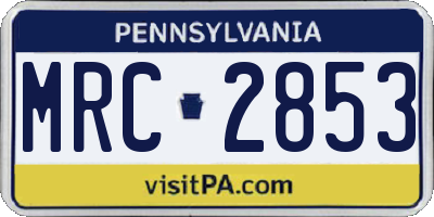 PA license plate MRC2853