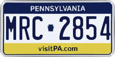 PA license plate MRC2854