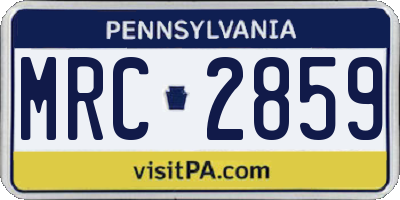PA license plate MRC2859