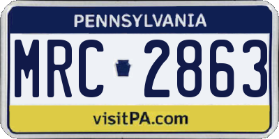 PA license plate MRC2863