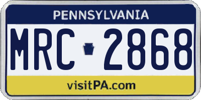 PA license plate MRC2868