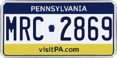 PA license plate MRC2869