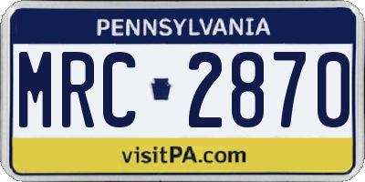 PA license plate MRC2870