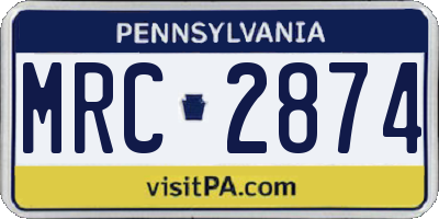 PA license plate MRC2874