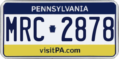 PA license plate MRC2878
