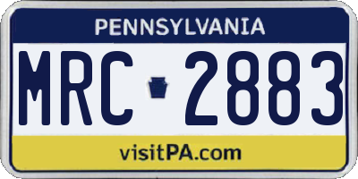 PA license plate MRC2883